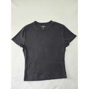 Abercrombie & Fitch A&F Essentials y2k Baby Tee Ribbed Short Sleeve Black Size M